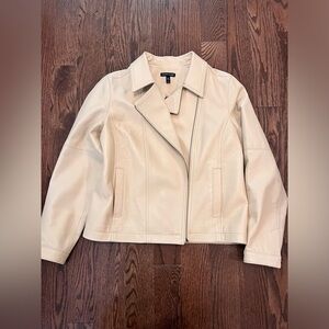 Eileen Fisher Drapey Leather Moto Jacket Size Small
